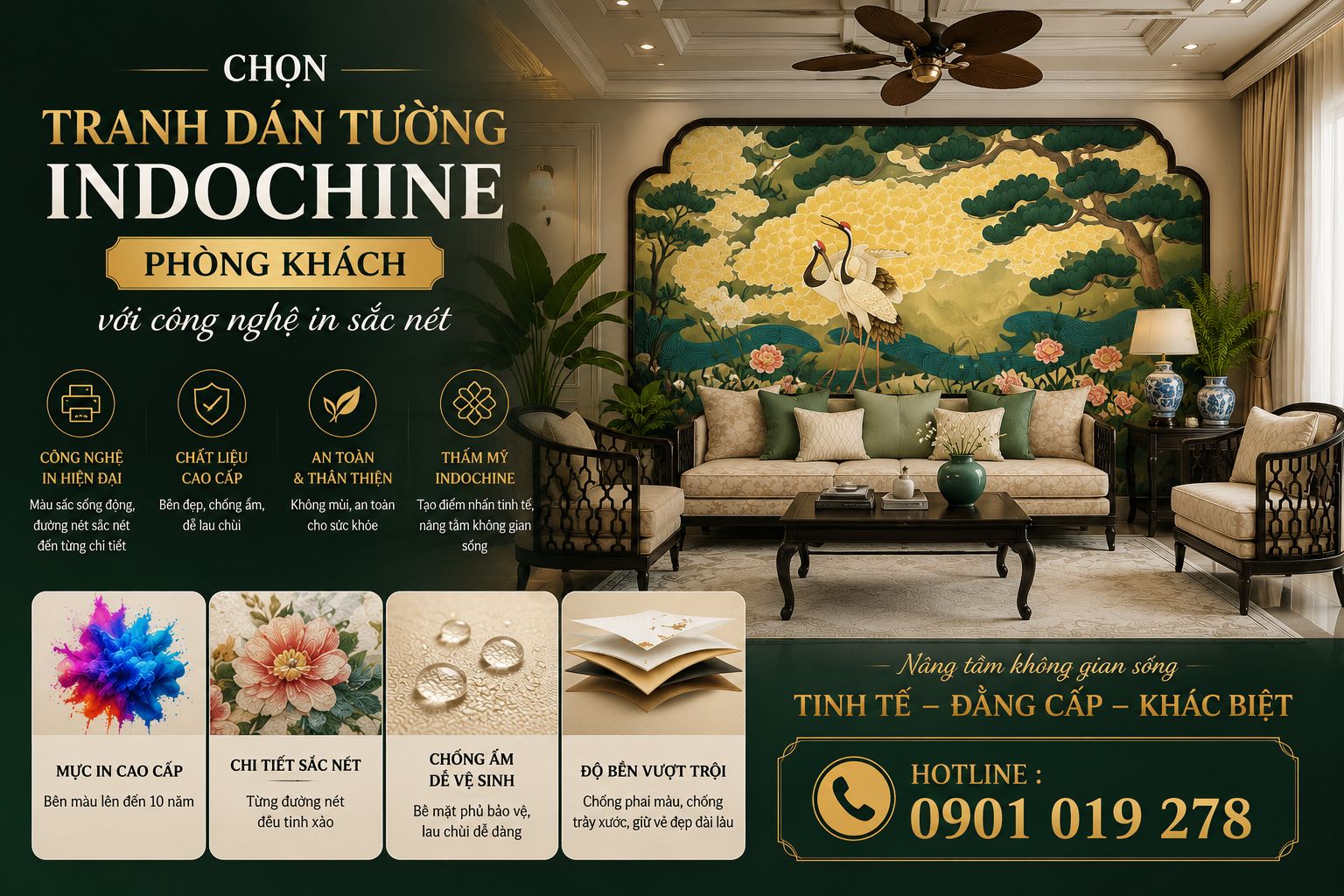 chọn tranh dán tường indochine với công nghệ in sắc nét