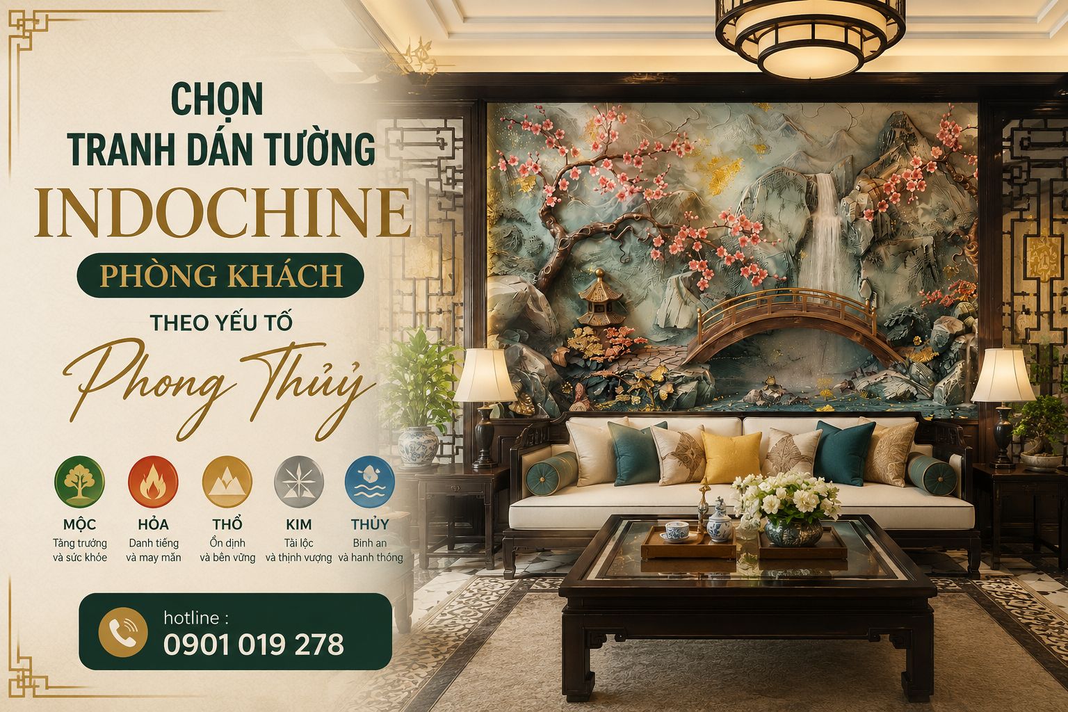 chọn tranh dán tường indochine theo yếu tố phong thủy