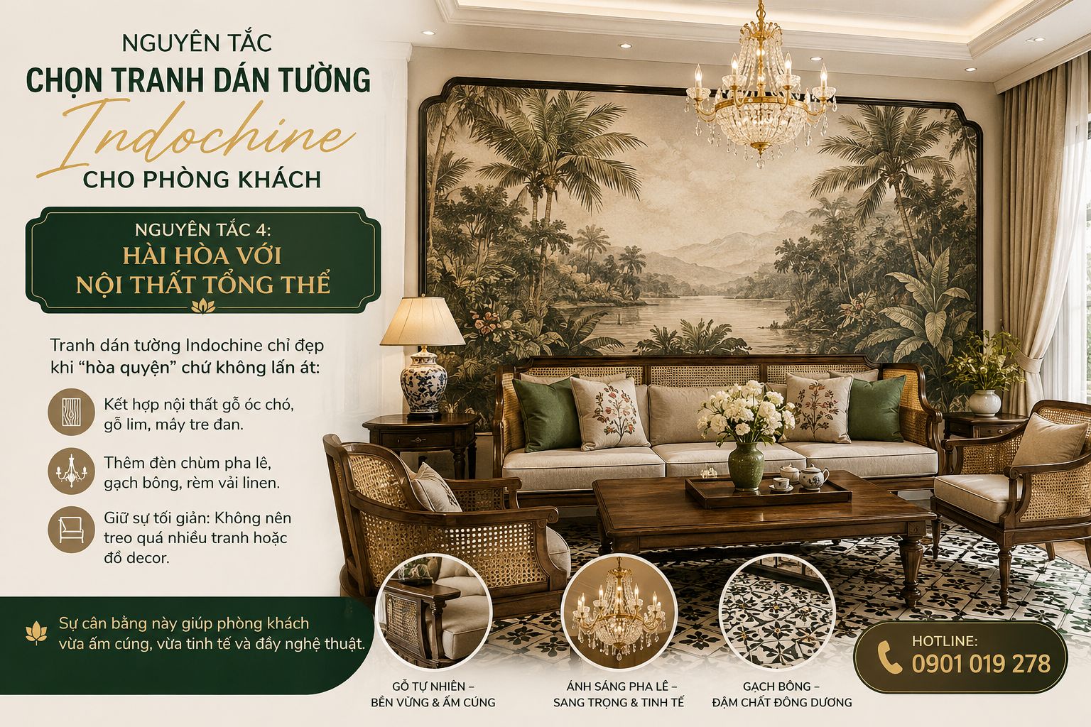 nguyên tắc chọn tranh dán tường phong cách indochine 