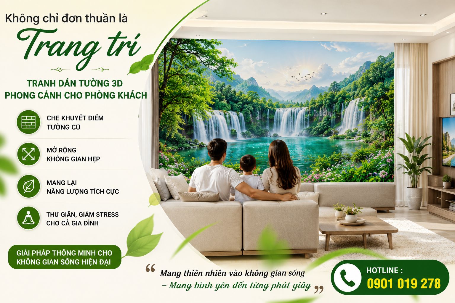tranh dán tường phong cảnh cho phòng khách