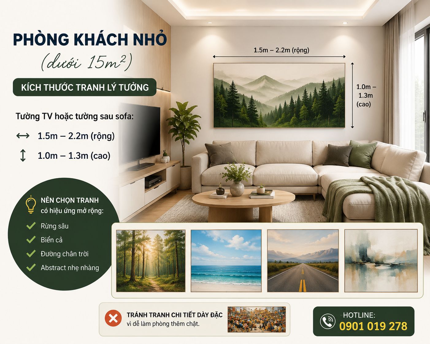 tranh dán tường cho phòng khách nhỏ 