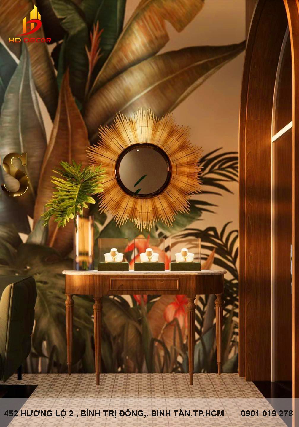 tranh dán tường indochine cho phòng khách 