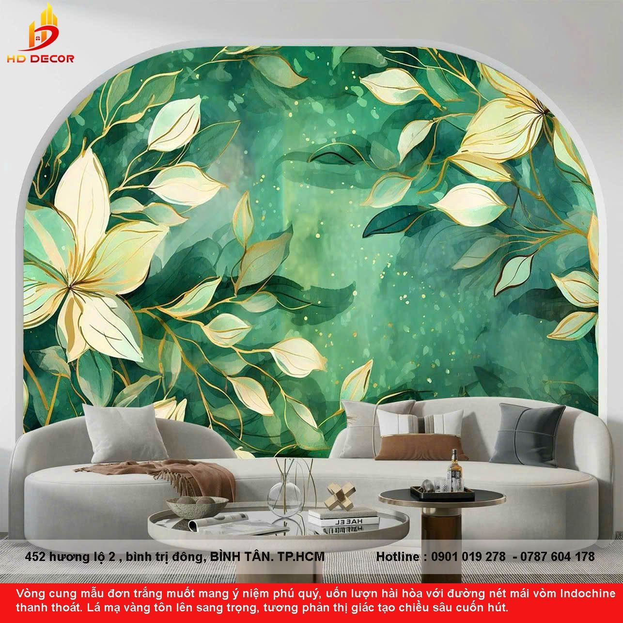 tranh dán tường indochine phòng khách 