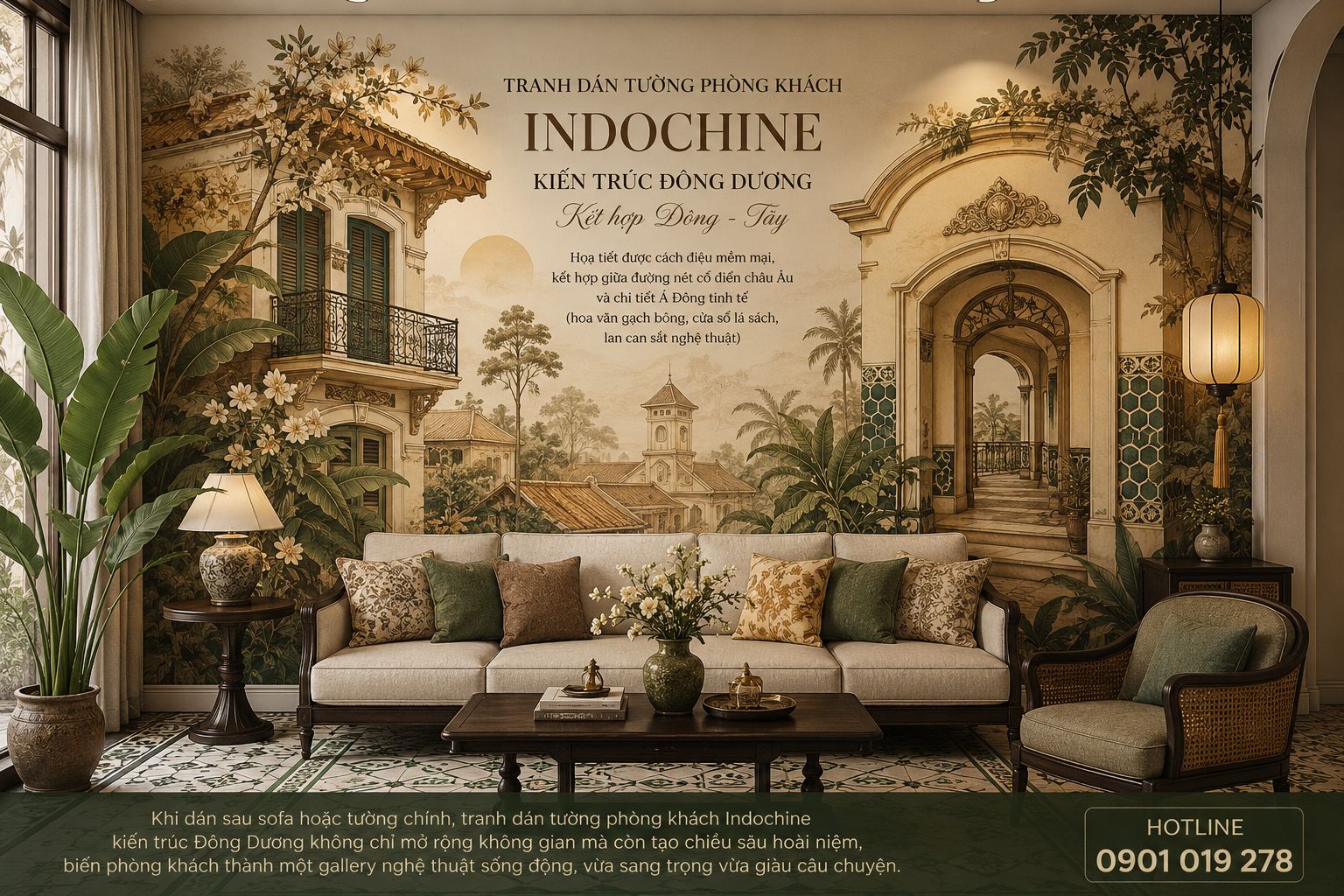 tranh dán tường indochine phong cách dong duong 