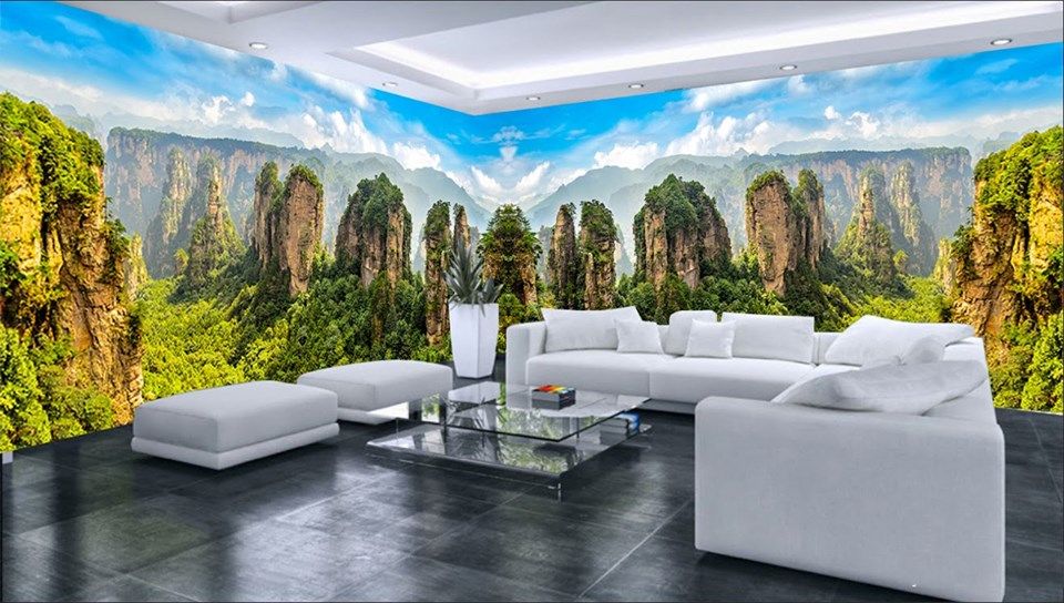 tranh dán tường phong cảnh cho phòng khách 