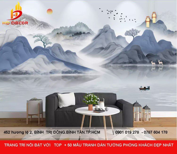 tranh dán tường phong cảnh thiên nhiên cho phòng khách