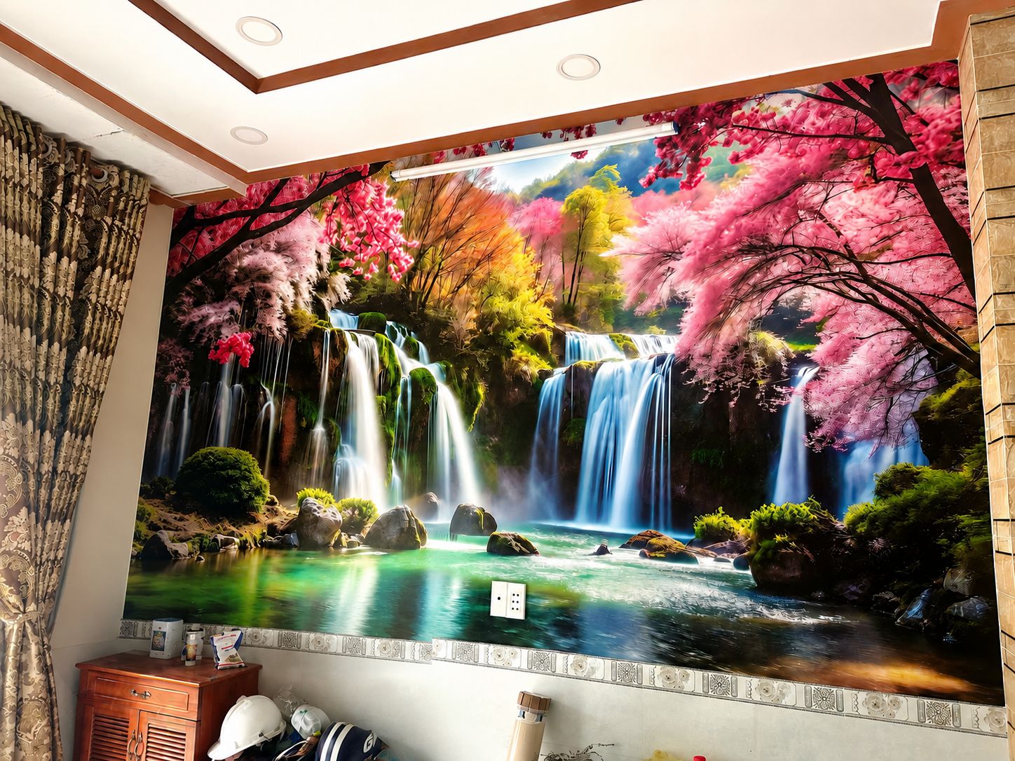 tranh dán tường phòng khách thiên nhiên thư giãn 