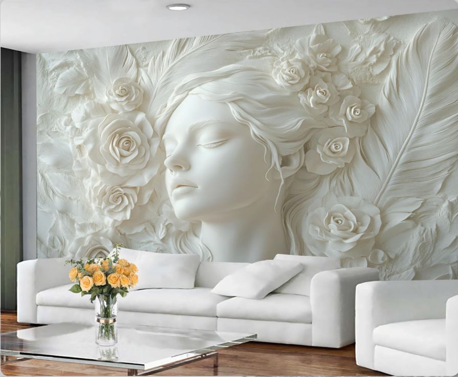 tranh dán tường phòng khách hiệu ứng 3D chiều sâu 