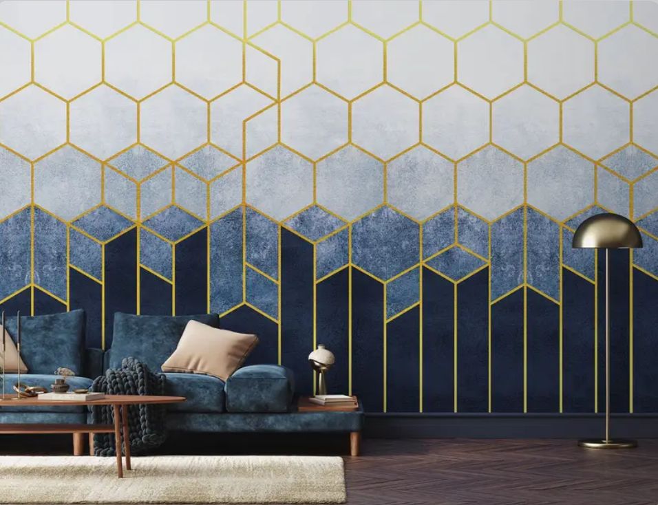 tranh dán tường phòng khách phong cách hiện đại