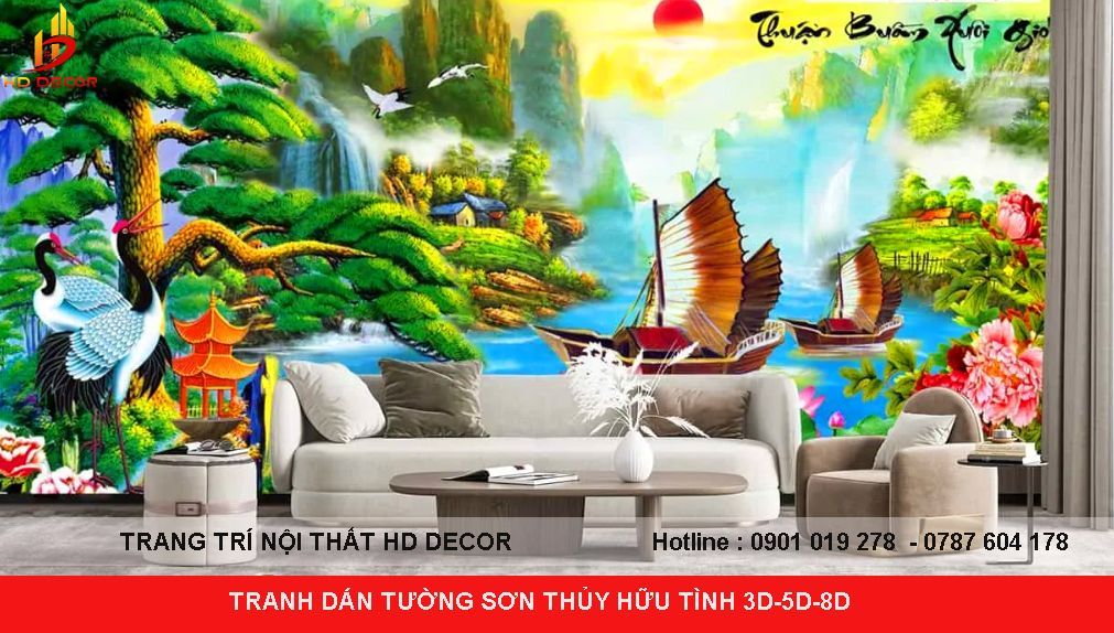 tranh dán tường phong thủy hữu tình