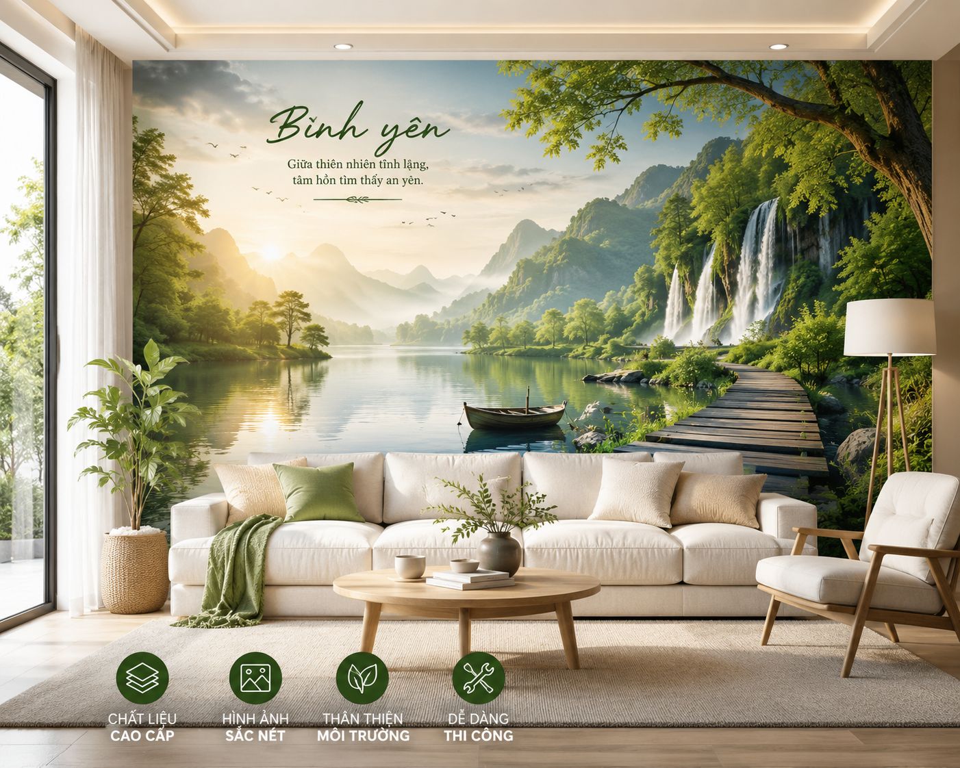 tranh dán tường thiên nhiên cho phòng khách 