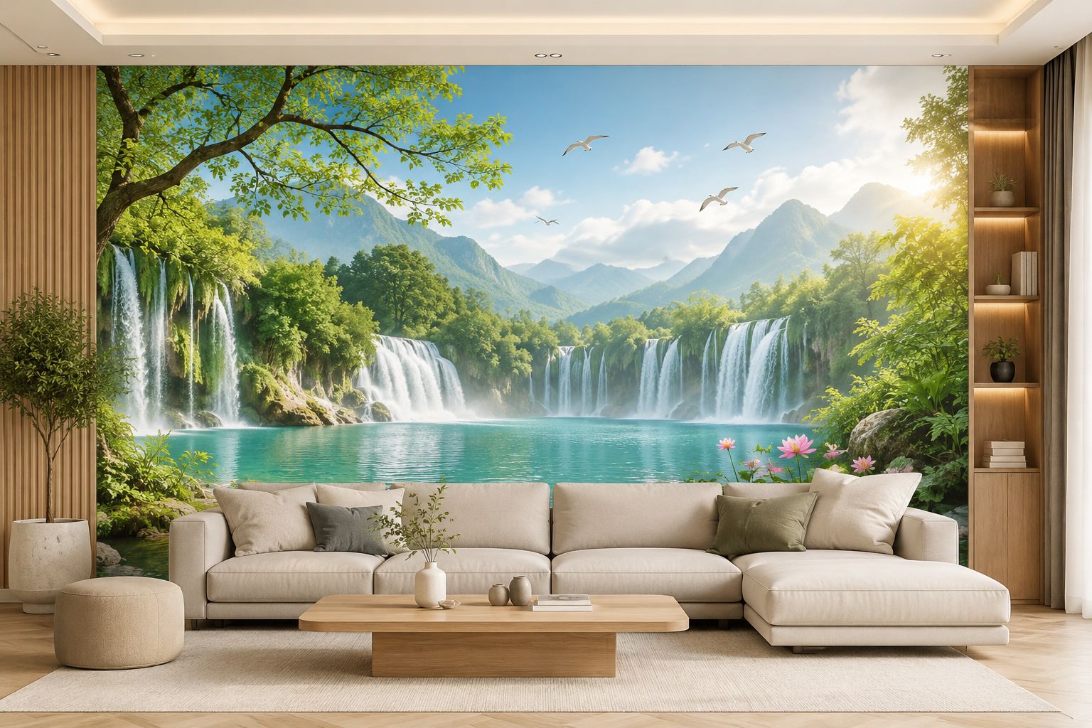 tranh dán tường thiên nhiên cho phòng khách 