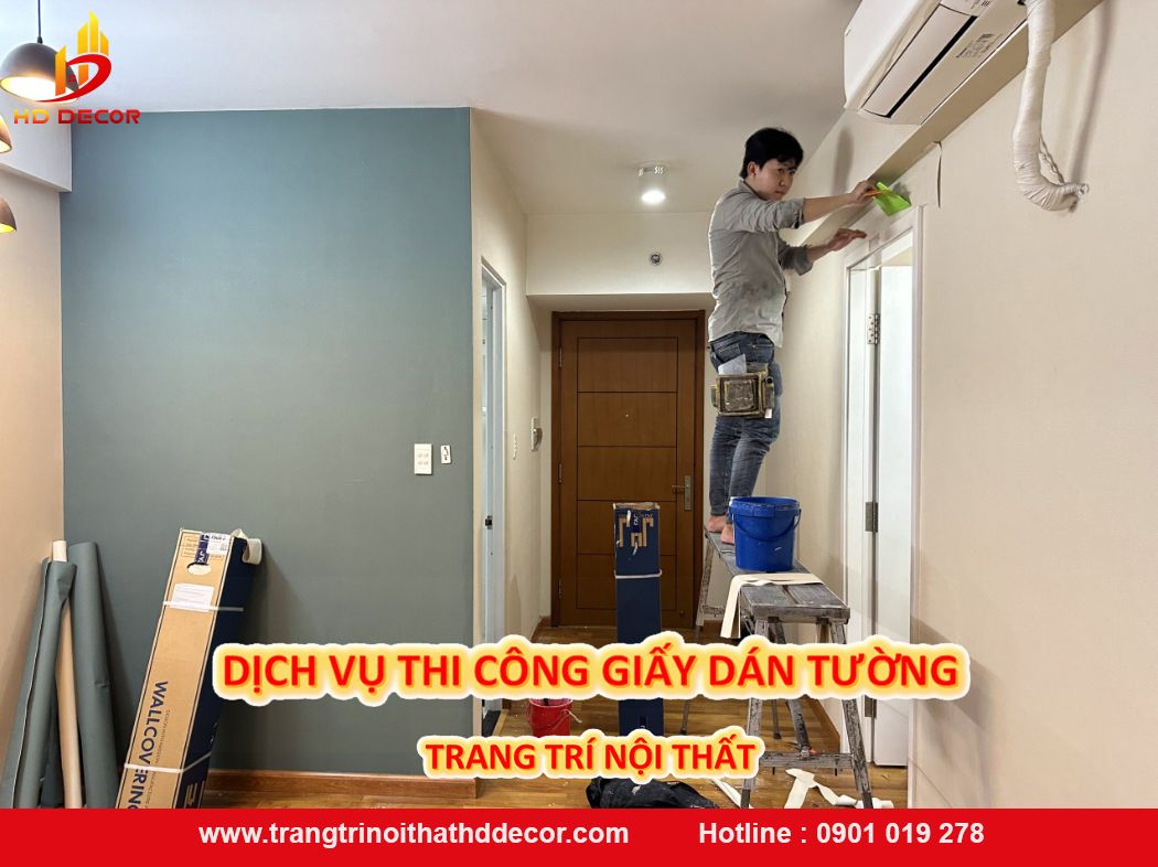 dịch vụ thi công giấy dán tường - thiết kế nội thất 