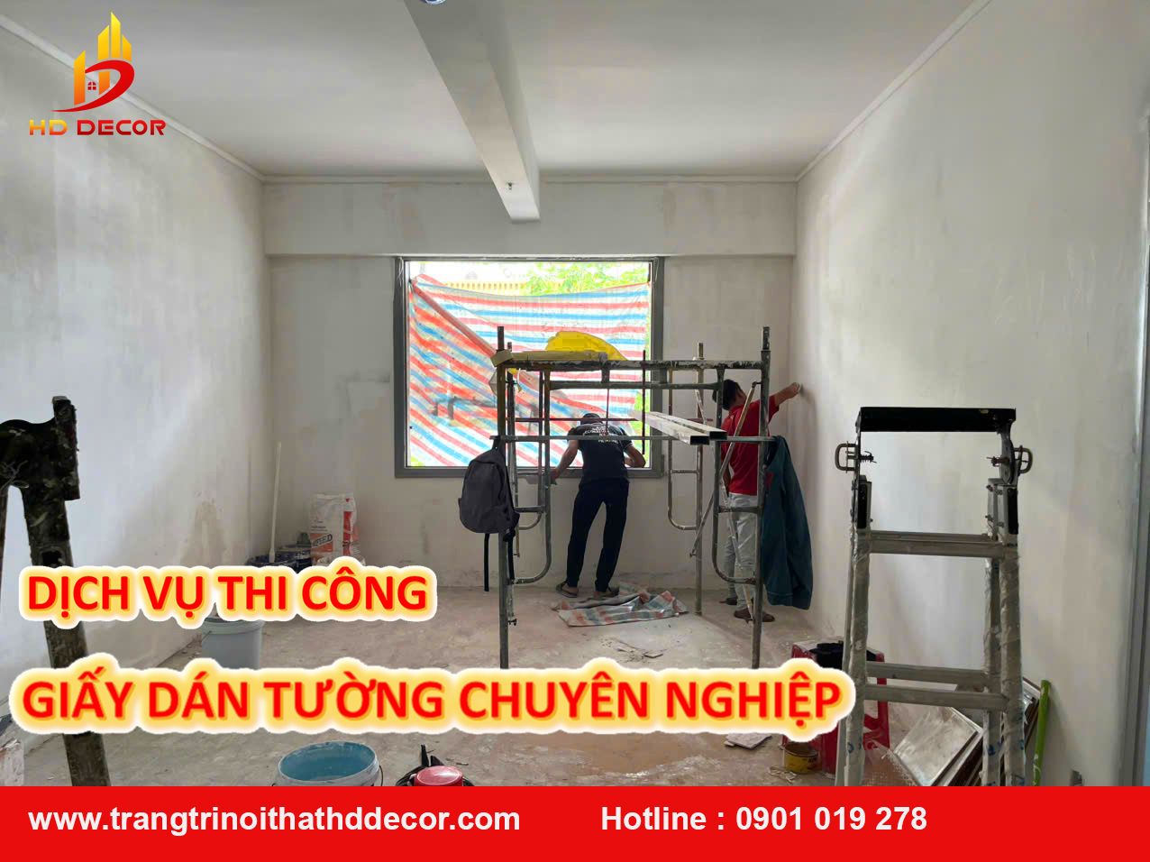dịch vụ thi công giấy dán tường giá rẻ 