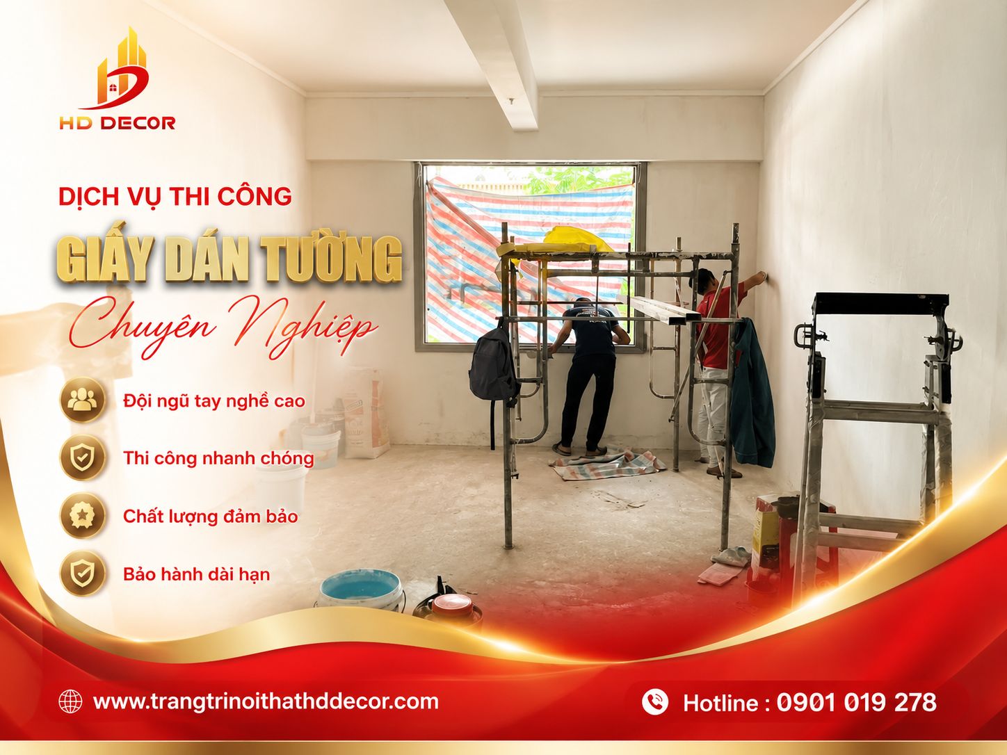 dịch vụ thi công giấy dán tường chuyên nghiệp 