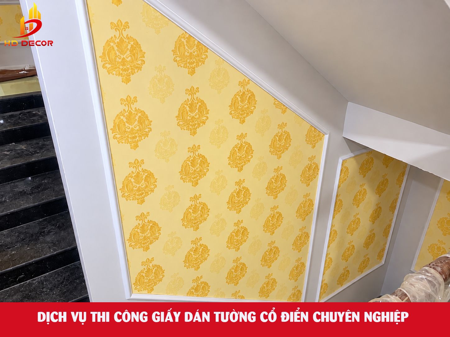 dịch vụ thi công giấy dán tường giá rẻ 
