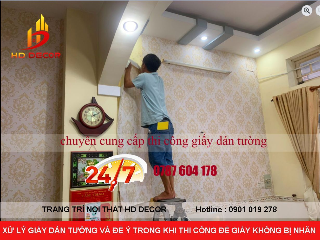 dịch vụ thi công giấy dán tường giá rẻ 
