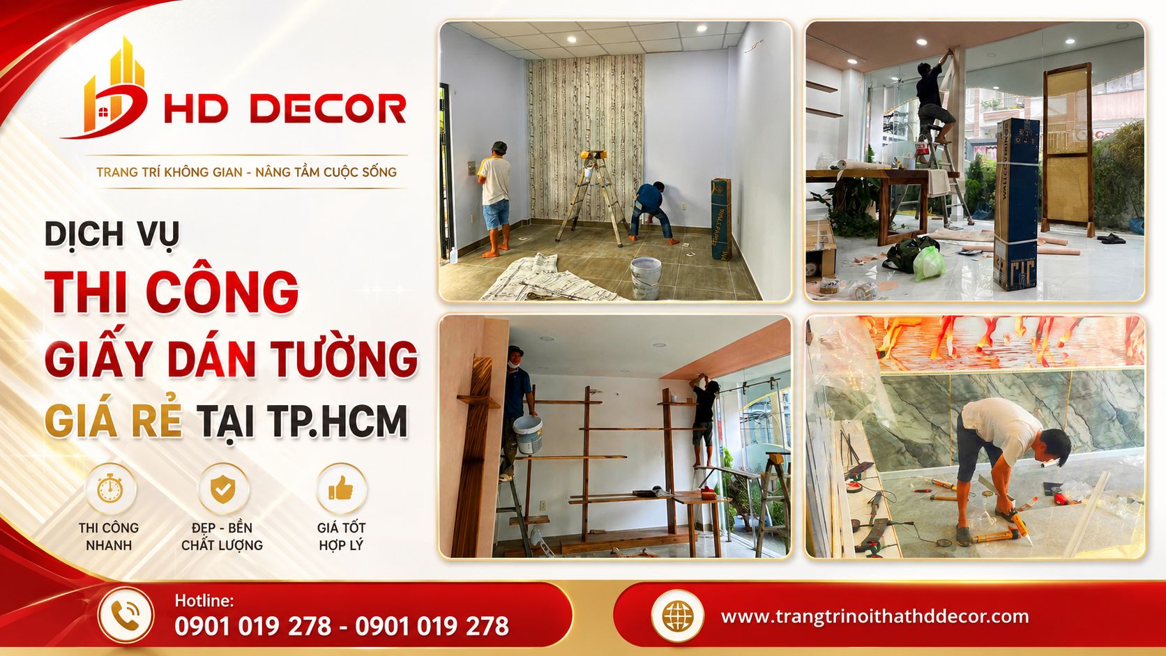 dịch vụ thi công giấy dán tường giá rẻ tại TP.HCM 