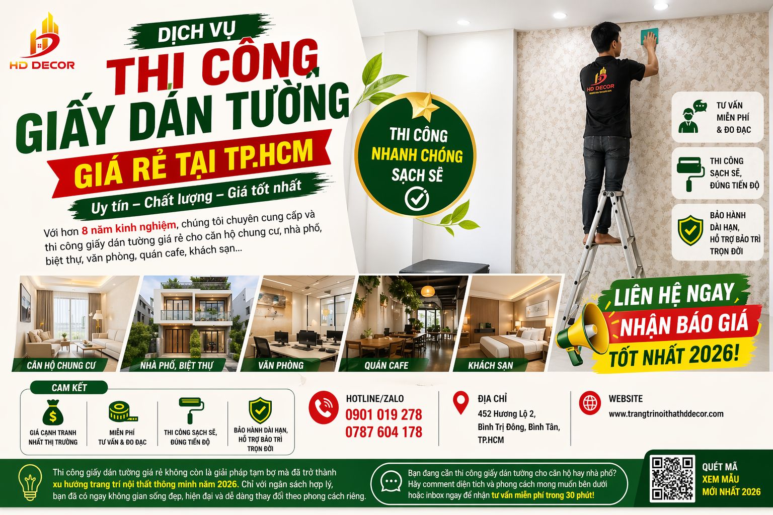 dịch vụ thi công giấy dán tường giá rẻ tại tp.hcm
