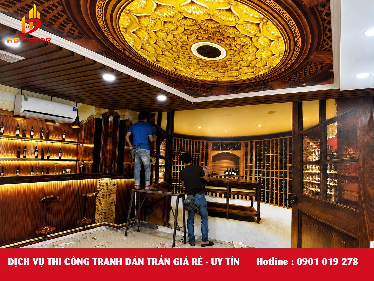 dịch vụ thi công tranh dán trần giá rẻ 