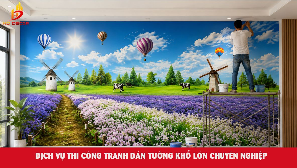 dịch vụ thi công tranh dán tường khổ lớn giá rẻ chuyên nghiệp