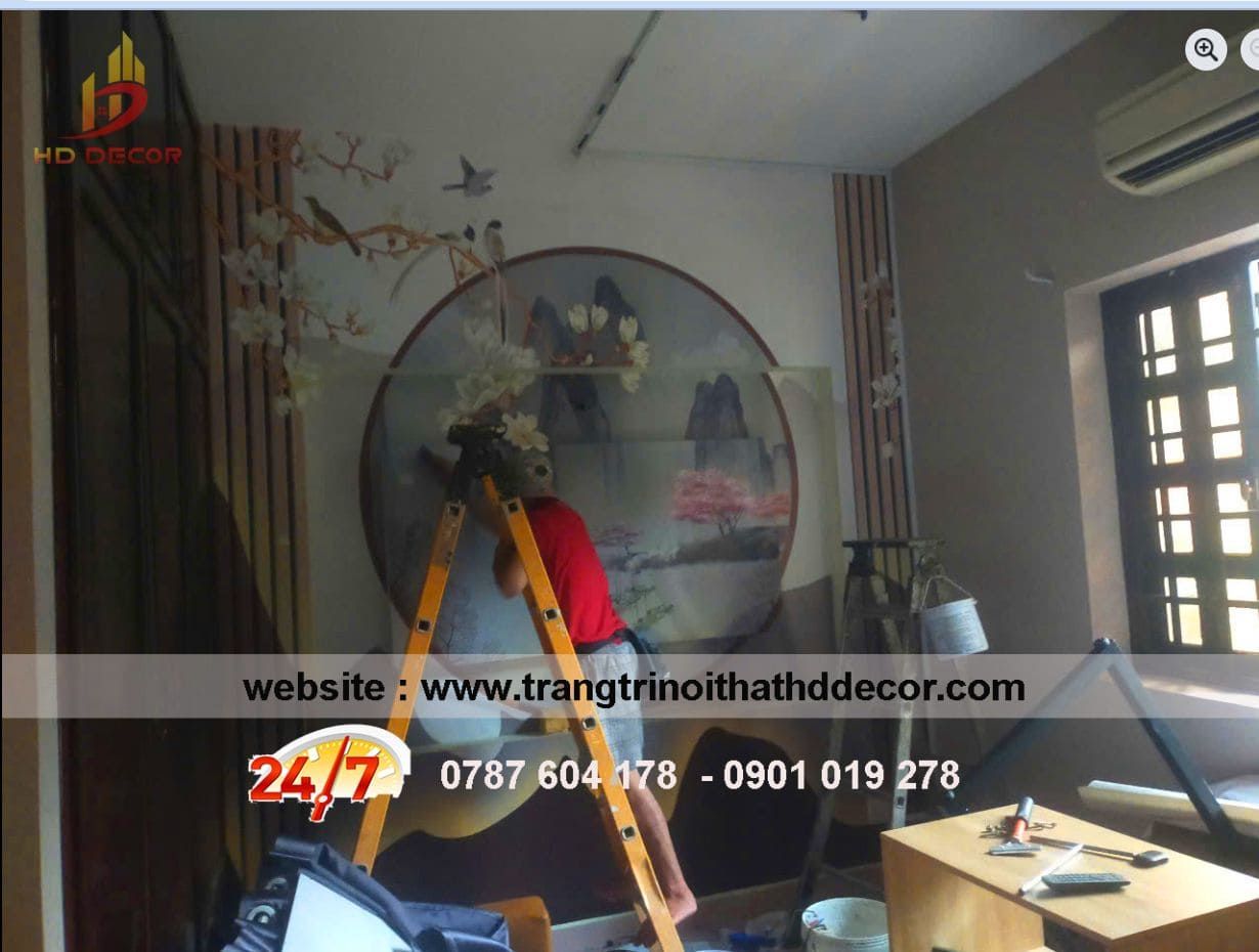 dịch vụ thi công tranh dán tường theo yêu cầu 