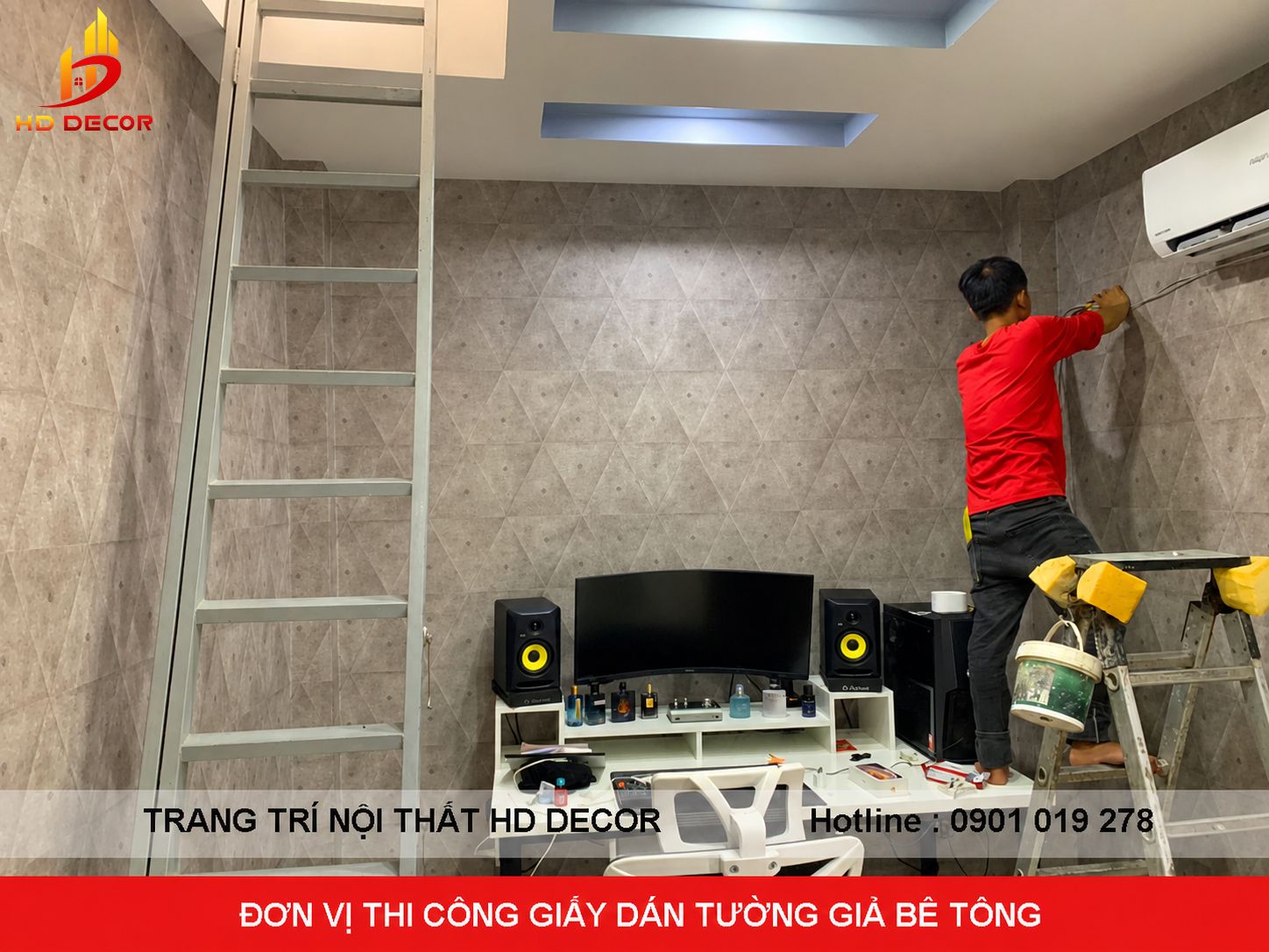 đơn vị thi công giấy dán tường giả xi măng bê tông