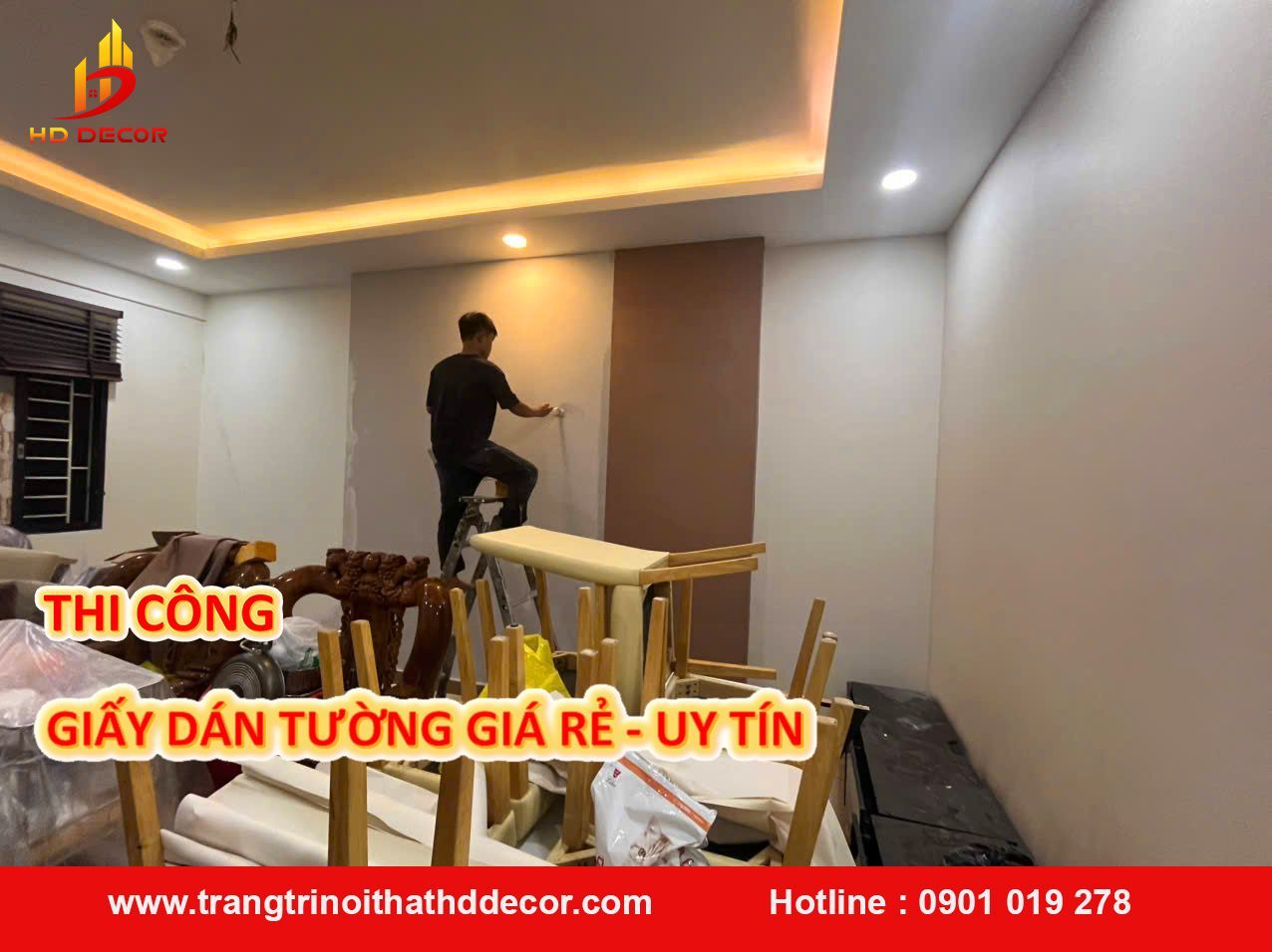 đơn vị thi công giấy dán tường giá rẻ 