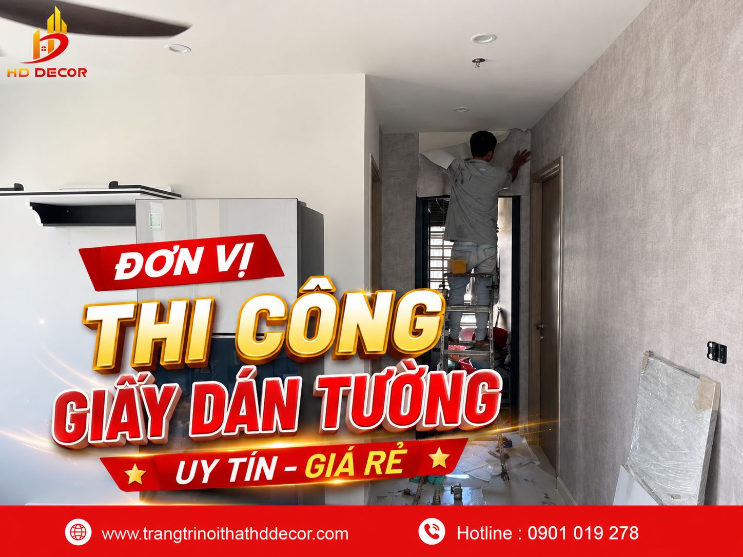 đơn vị thi công giấy dán tường giá rẻ - uy tín 