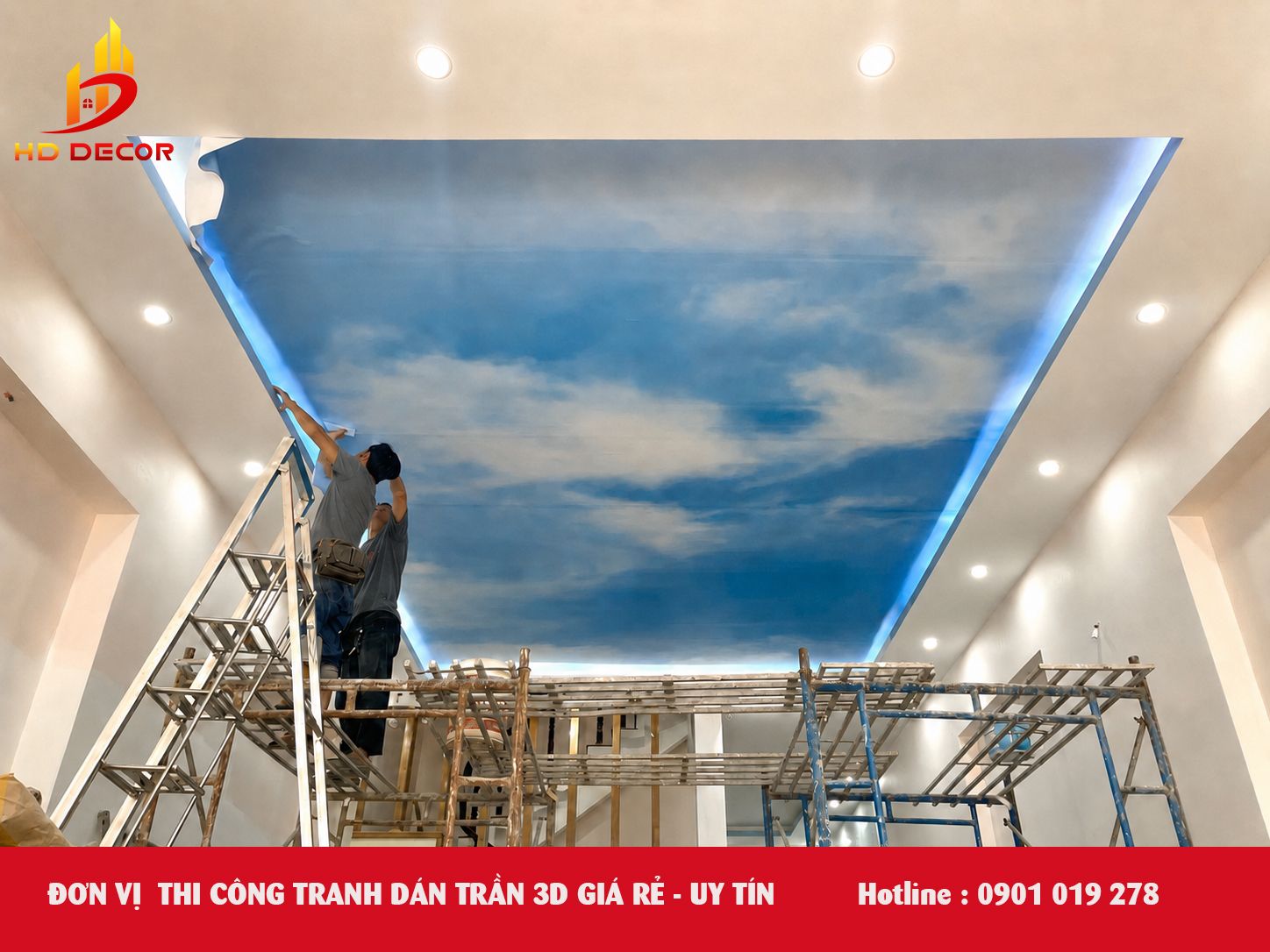 đơn vị thi công tranh dán trần giá rẻ
