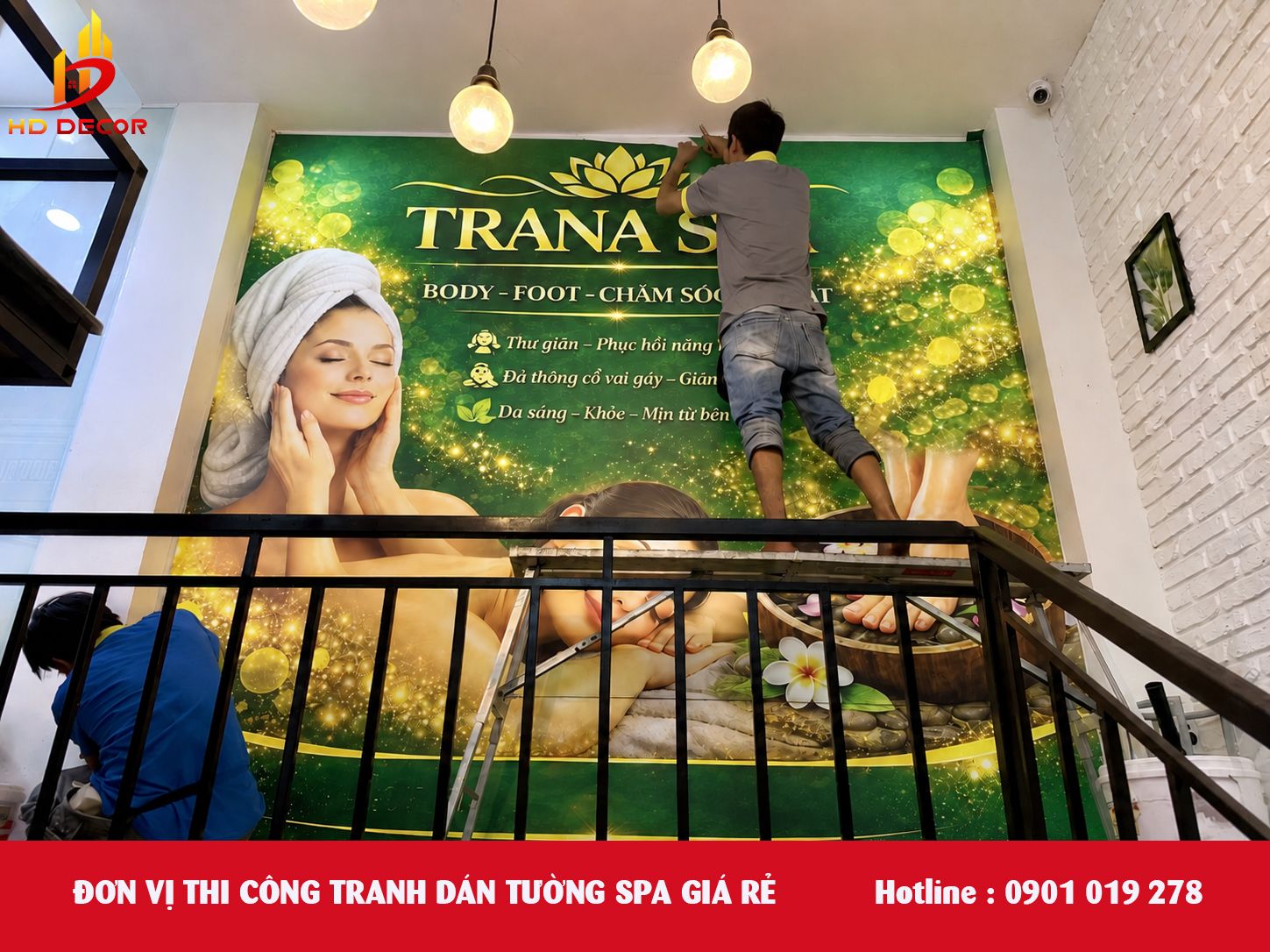đơn vị thi công tranh dán tường spa giá rẻ