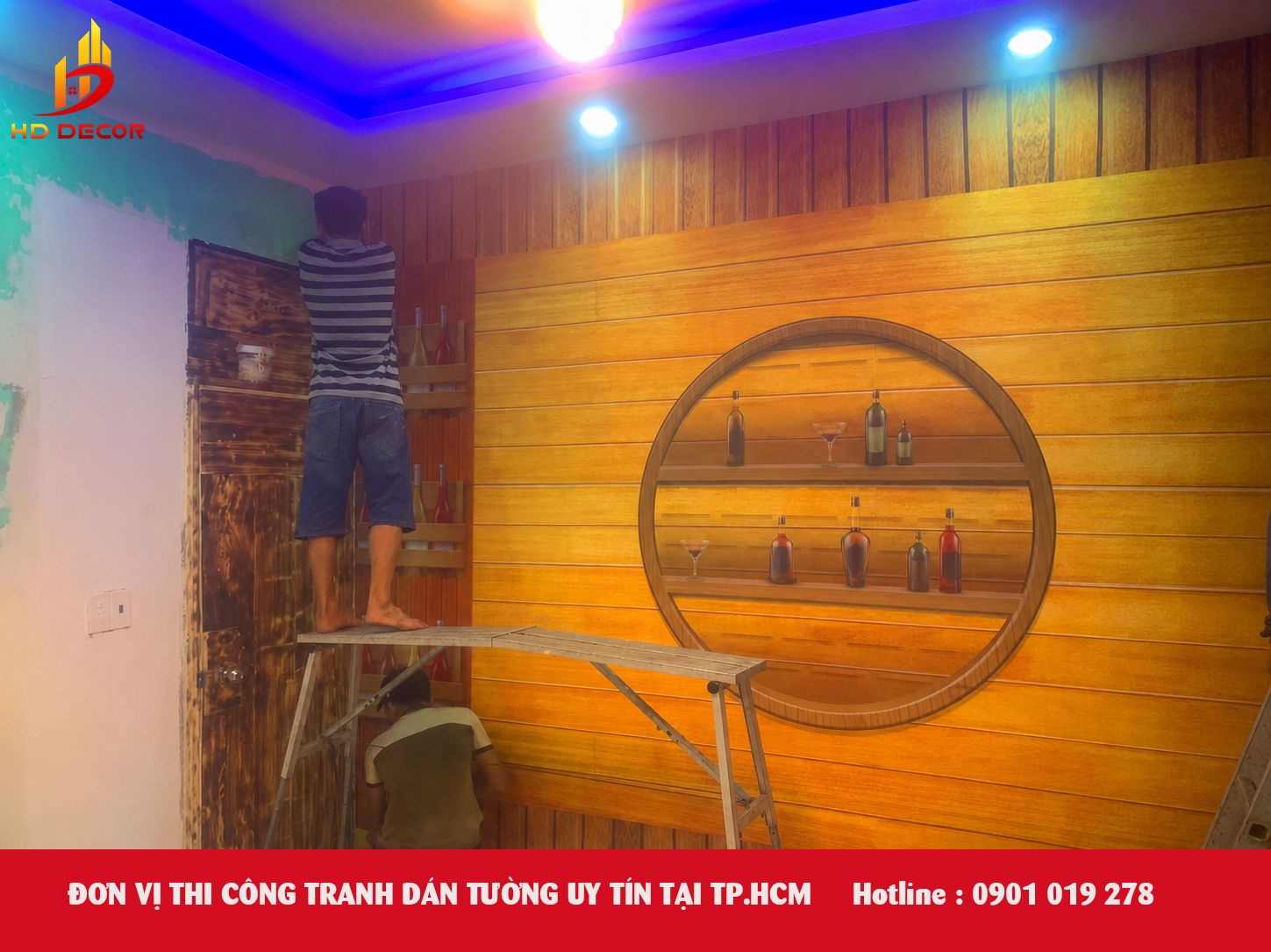 đơn vị thi công tranh dán tường giá rẻ 