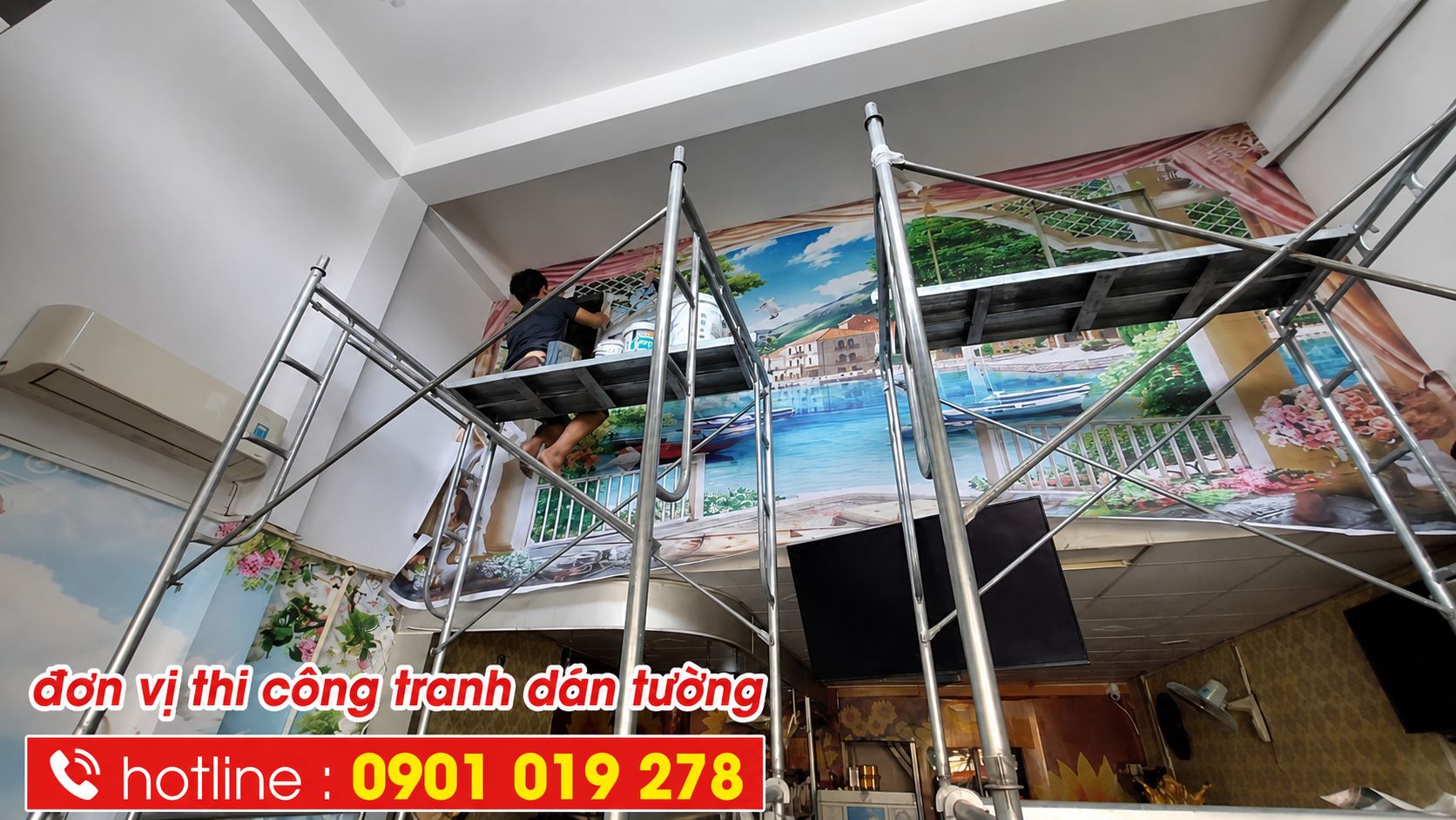 đơn vị thi công tranh dán tường