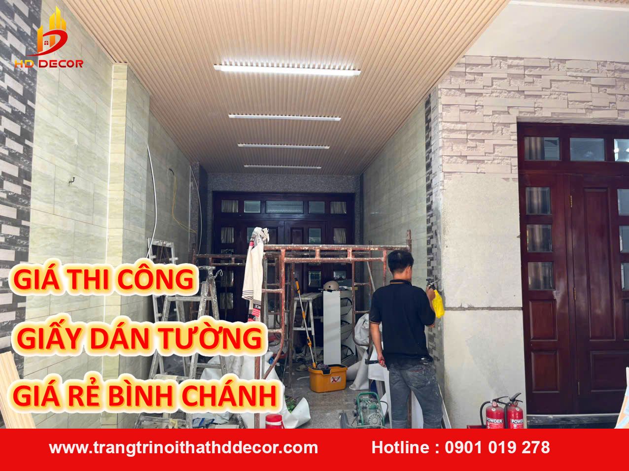 giá thi công giấy dán tường bình chánh 