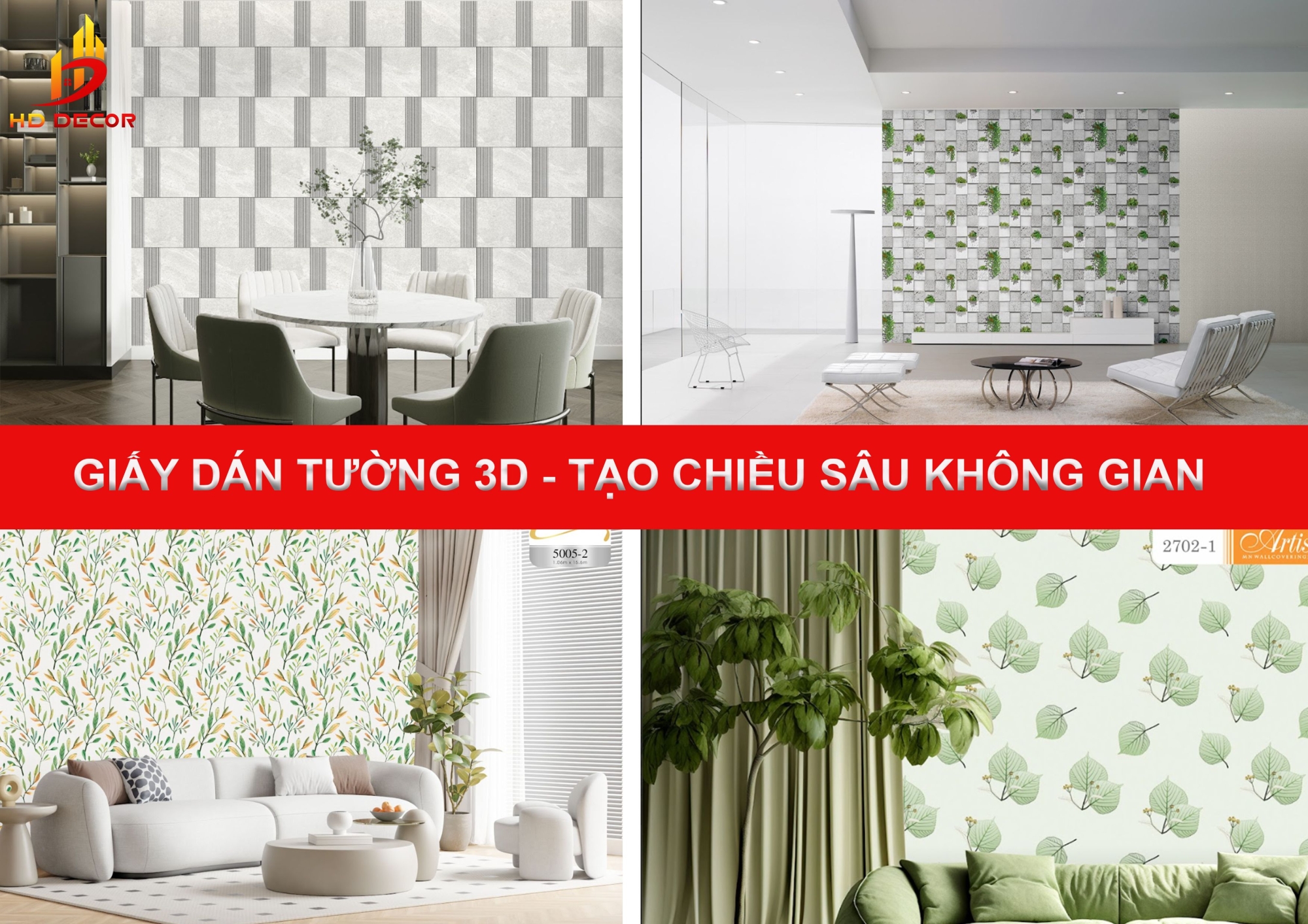 giấy dán tường 3d - tạo chiều sâu không gian 