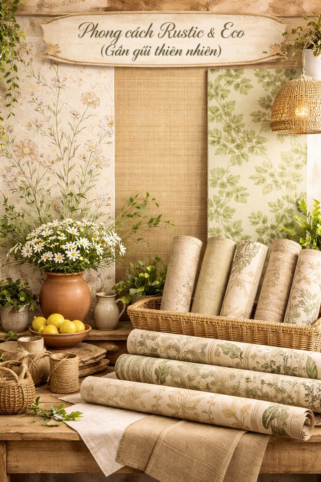 giấy dán tường  Phong cách Rustic & Eco (Gần gũi thiên nhiên)