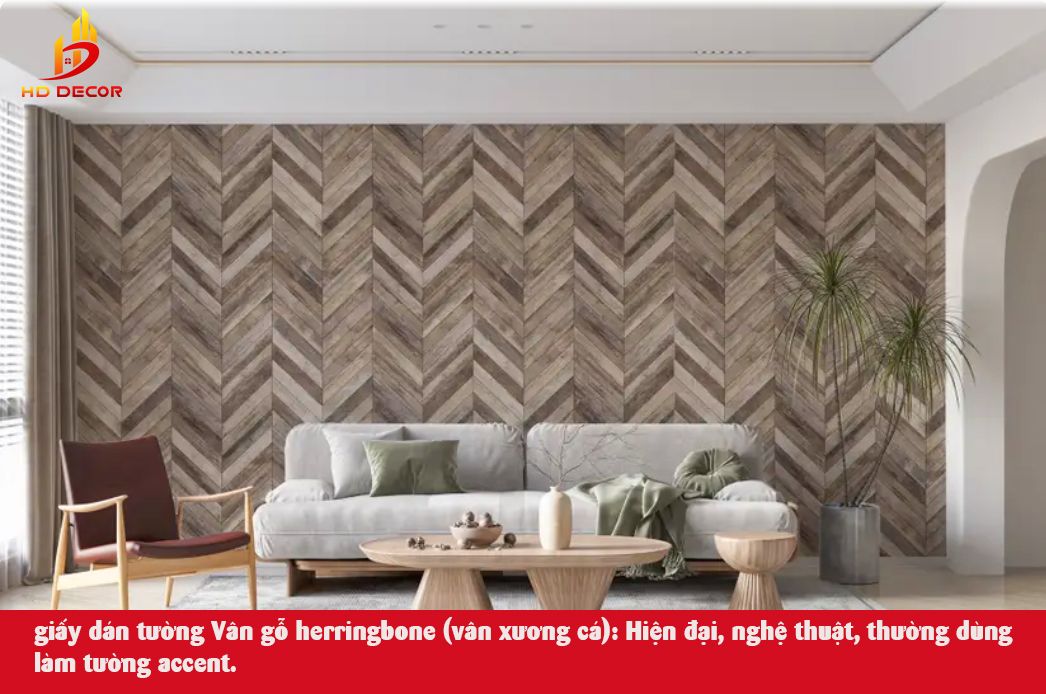 giấy dán tường Vân gỗ herringbone (vân xương cá) Hiện đại, nghệ thuật