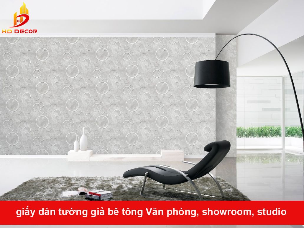 giấy dán tường giả bê tông Văn phòng, showroom, studio 