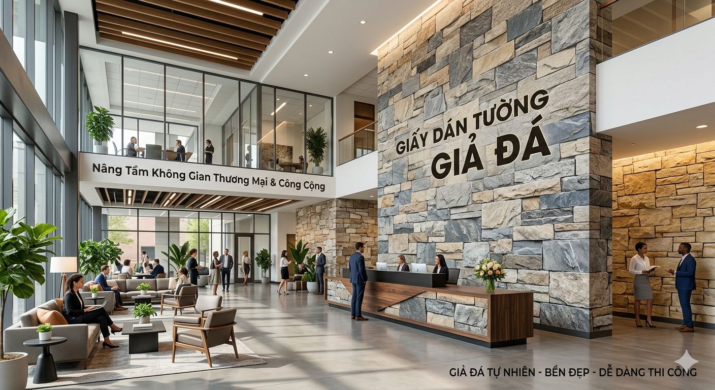 giấy dán tường giả đá cho trung tâm thương mại 