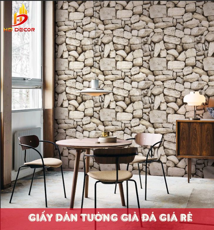 giấy dán tường giả đá giá rẻ 