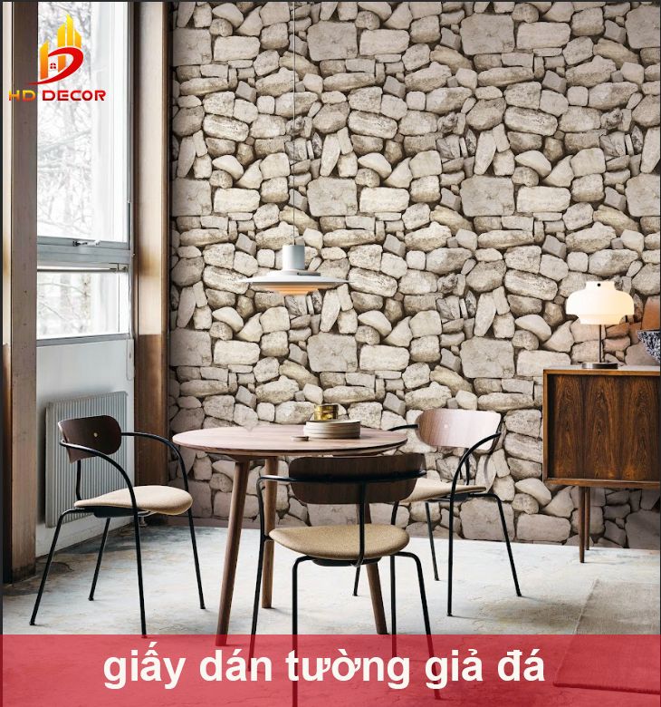 giấy dán tường giả đá 