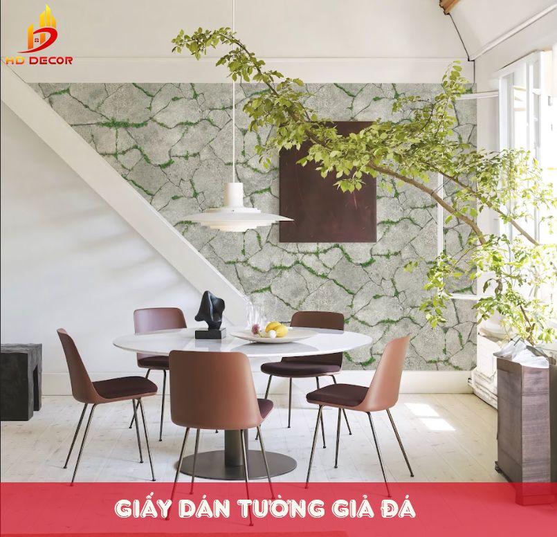 giấy dán tường giả đá 