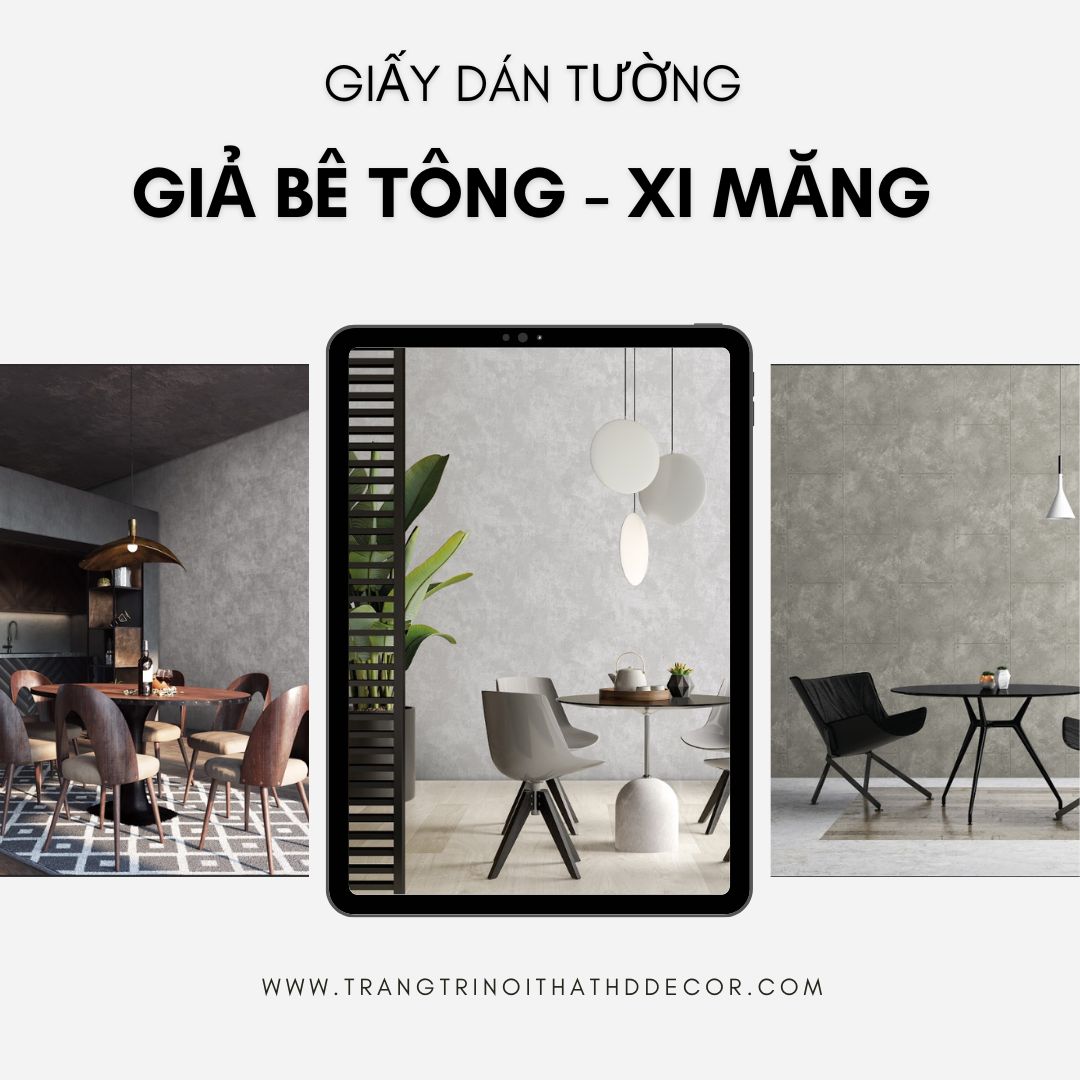 giấy dán tường giả bê tông - xi măng đa dạng mẫu mã 