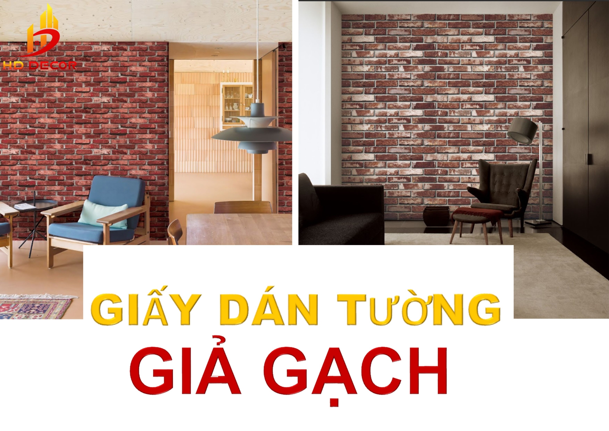 giấy dán tường giả gạch giá rẻ 