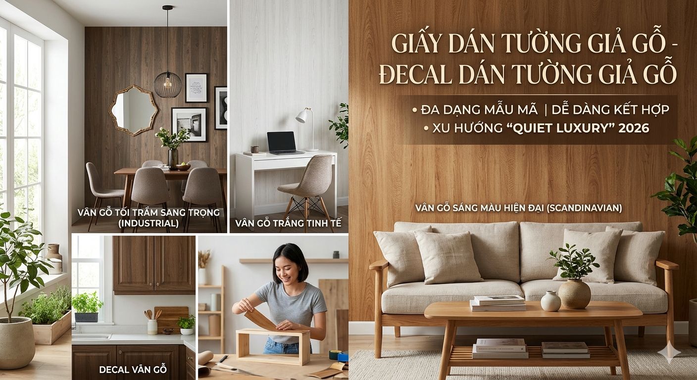 giấy dán tường giả gỗ - decal giả gỗ đa dạng mẫu mã dễ dàng kết hợp