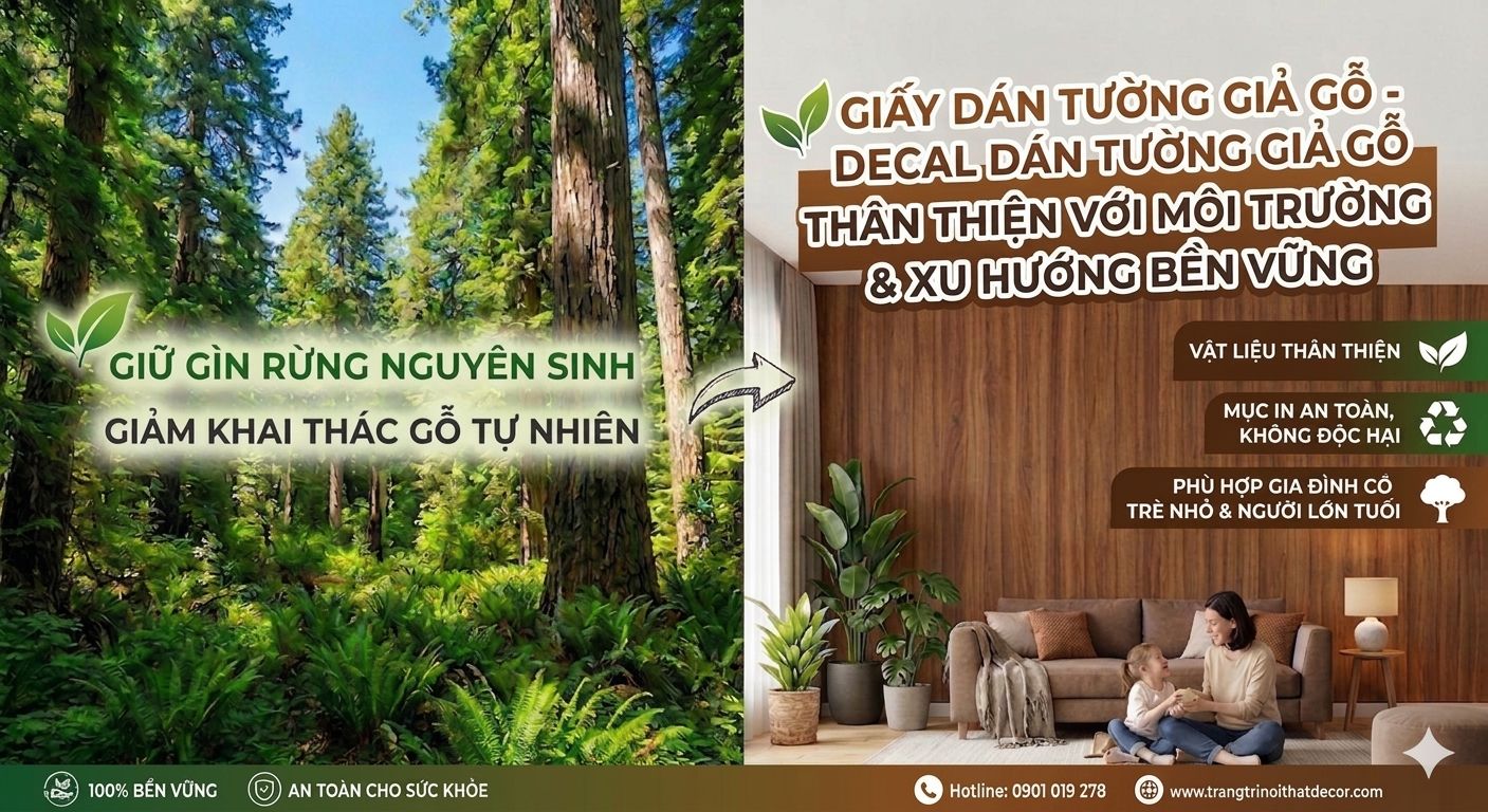 giấy dán tường giả gỗ thân thiện với môi trường