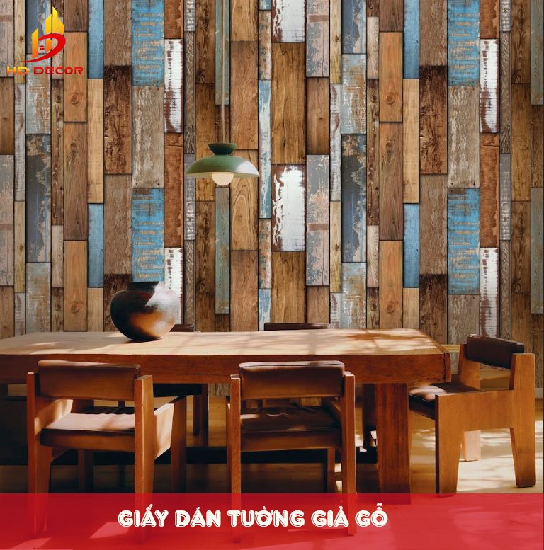 giấy dán tường giả gỗ 