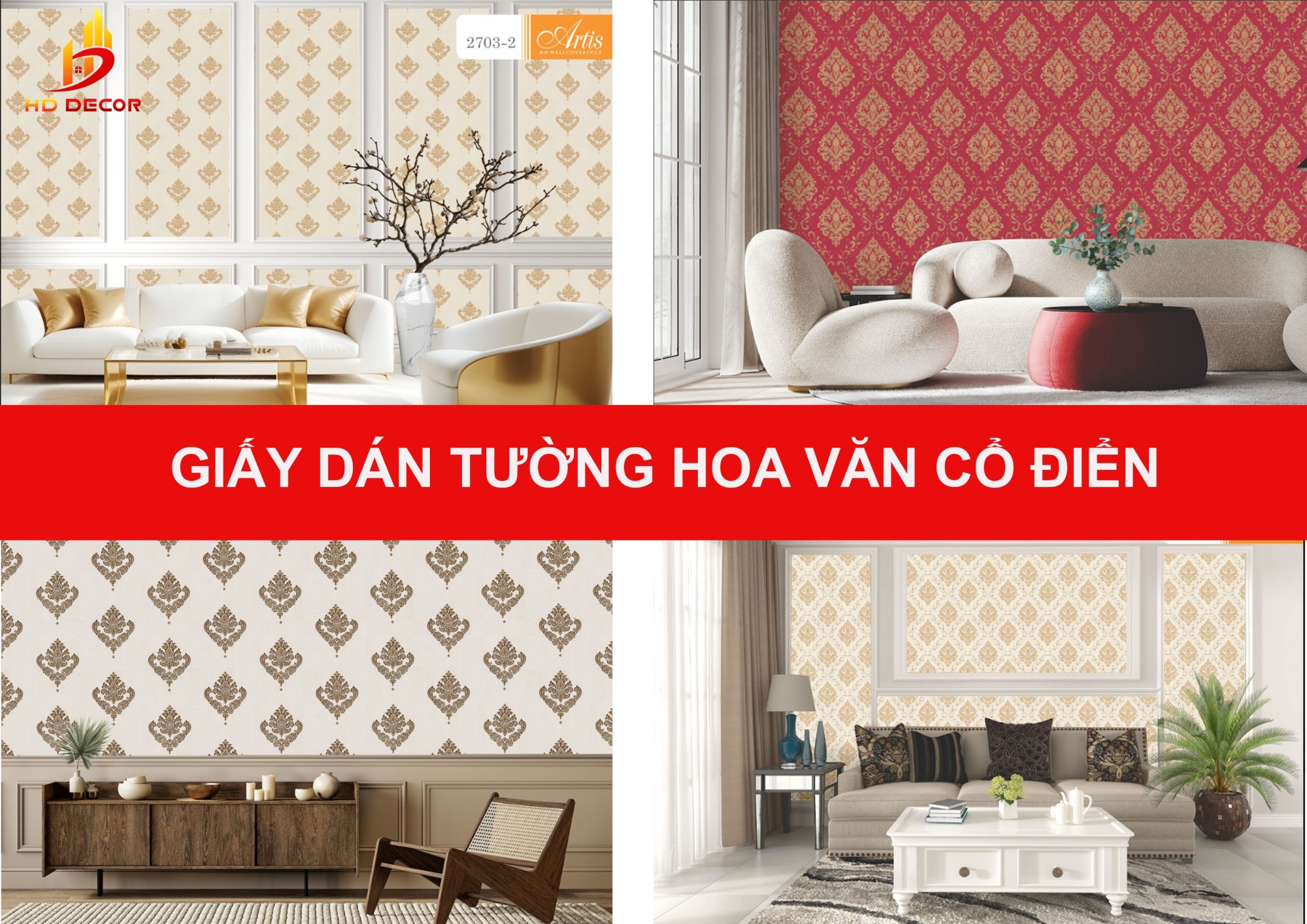 giấy dán tường hoa văn cổ điển 