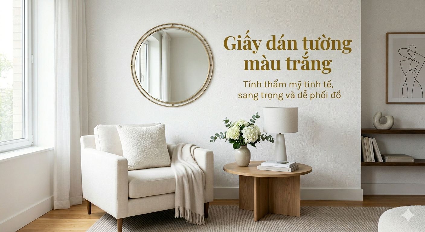 giấy dán tường màu trắng trơn Tính thẩm mỹ tinh tế, sang trọng và dễ phối đồ