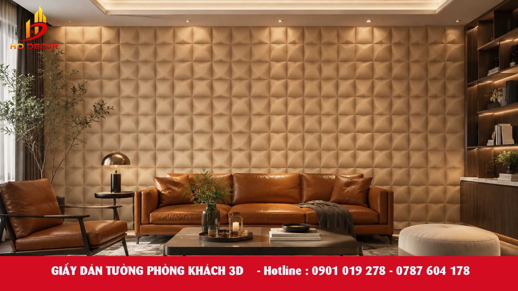 giấy dán tường 3D phòng khách 